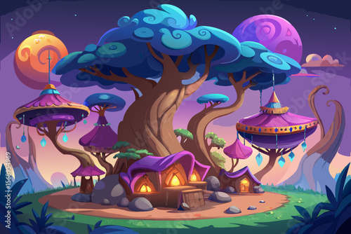 Fantasy Magical Tree Collection Vector