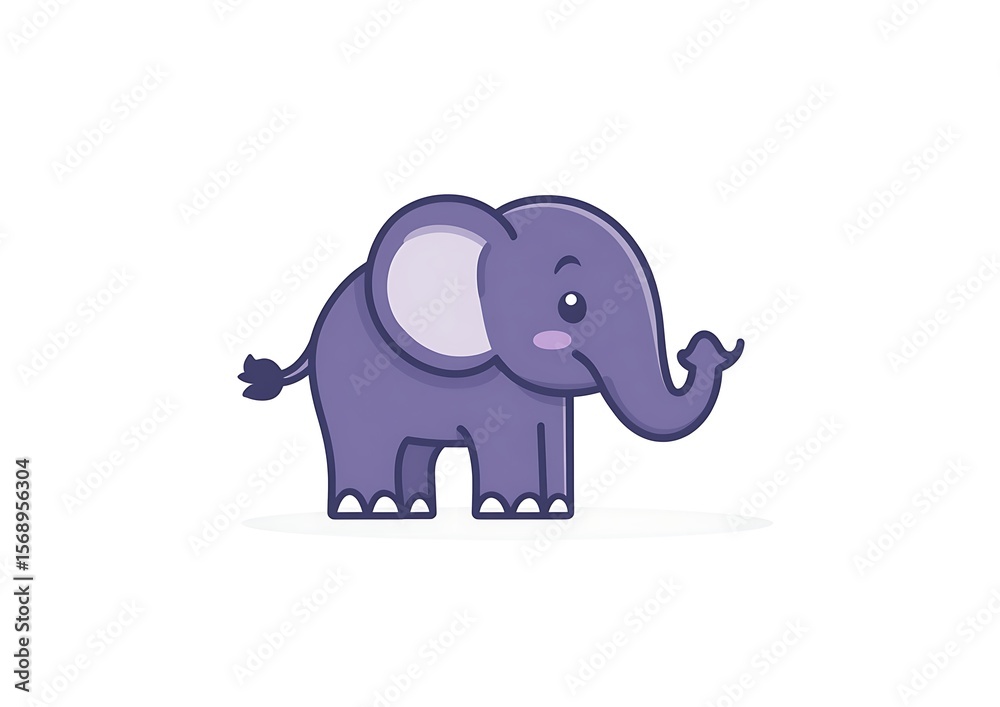 Fototapeta premium A simple, flat vector illustration of an elephant on a white background