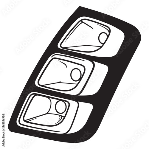 Vector illustration of three car headlights arranged in a distinct and artistic block design