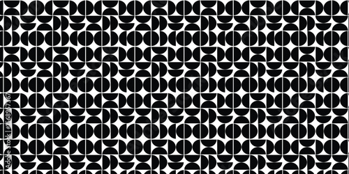 Abstract Geometric Pattern Black and White Semicircle Design