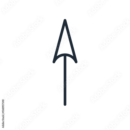 Black straight arrow graph up ward direction. Direction of action indicator.Vector linear icon illustration isolated on white background.