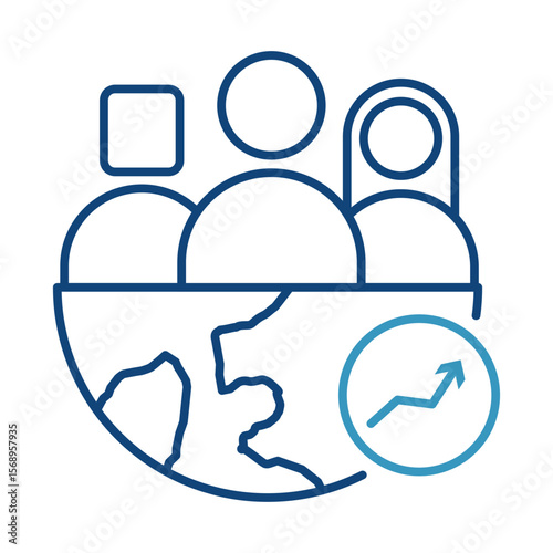 Vector icon of Social Impact – People Representing AI's Positive Contribution to Society. Black Outline.