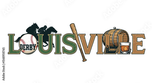Louisville Derby Sports Bourbon Logo Isolated.