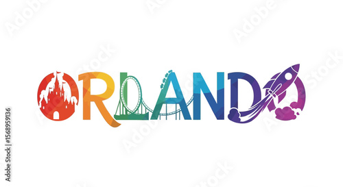 Orlando Vector with Florida, Cityscape, and Theme Park.