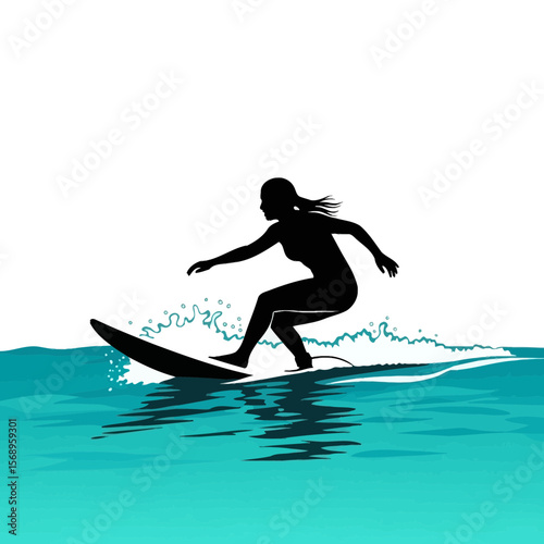 Serene Surfer Gliding: Woman Paddling on Board in Clear Tropical Waters