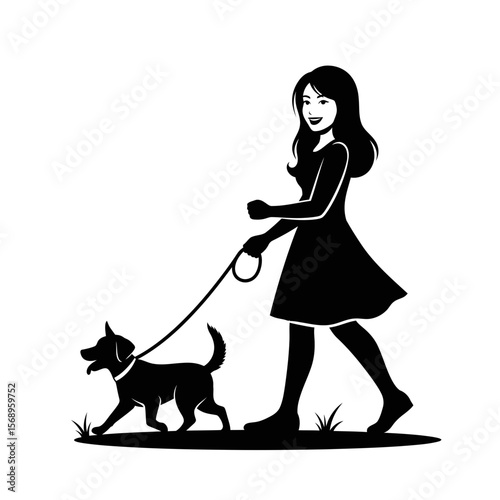 Loyal Companionship Silhouette: Latina Woman & Dog in Nature