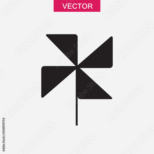 pinwheel icon or logo isolated sign, vector flat black simple illustration for web and app..eps