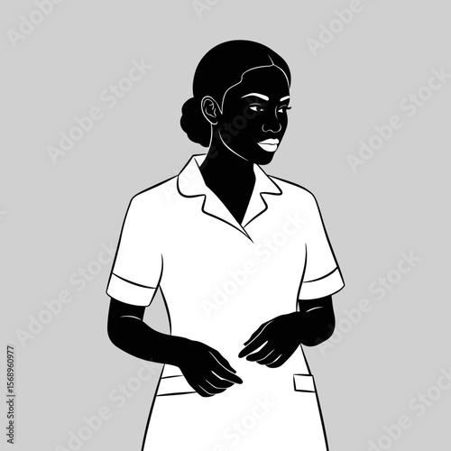 Dedicated Nurse Silhouette: Young African-American Healthcare Pro