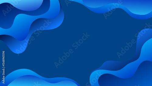 ABSTRACT BACKGROUND ELEGANT BLUE GRADIENT SMOOTH LIQUID COLORFUL WITH HAND DRAWN SHAPES DESIGN VECTOR TEMPLATE GOOD FOR MODERN WEBSITE, WALLPAPER, COVER DESIGN 