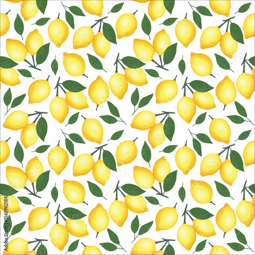 Lemons seamless pattern background vector illustration.

