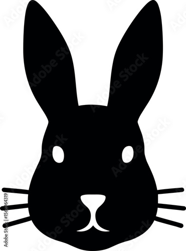 Rabbit Head vector black silhouette print design