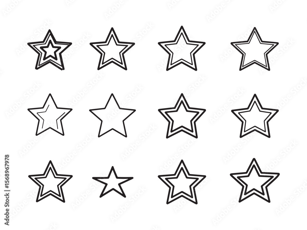 Fototapeta premium Five star rating line art vector illustration