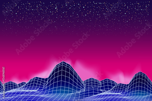 Synthwave retro banner vaporwave aesthetic background