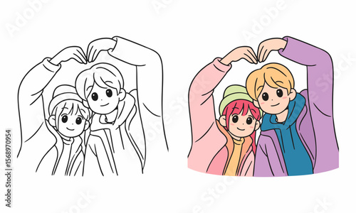 happy couple coloring page for kids