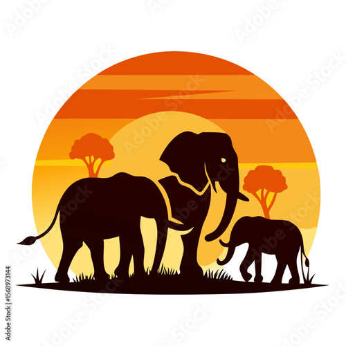 elephants in the savannah