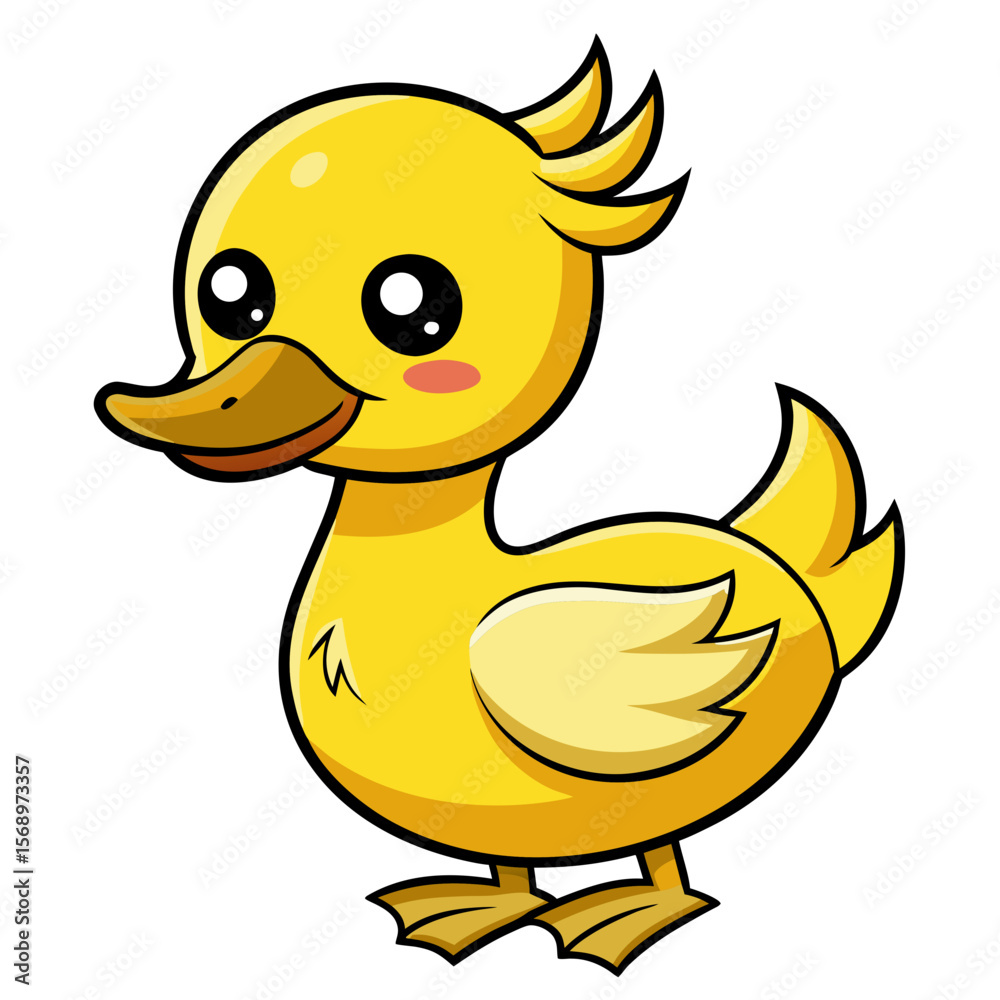 Fototapeta premium duck-with-yellow-coloring--cartoon-vector--white