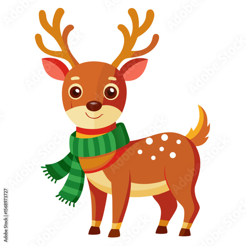 christmas reindeer with red ribbon and bow