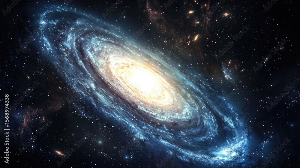 Obraz premium A spiral galaxy with vibrant colors in deep space.
