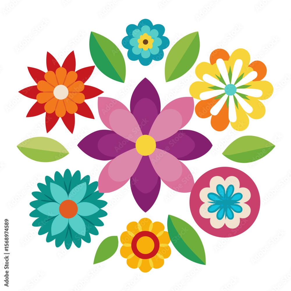Fototapeta premium set of flowers and leaves