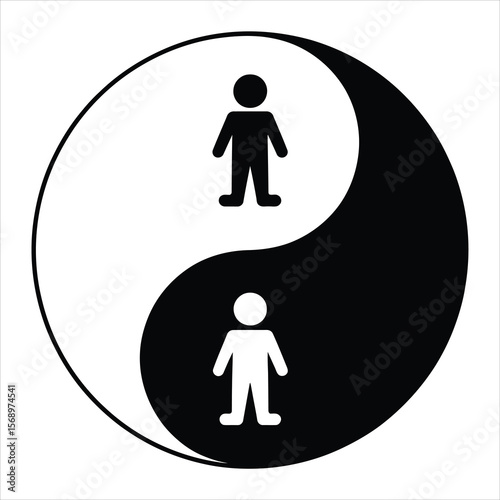 Yin Yang Symbol with Human Figures Balance, Harmony, and Duality Concept
