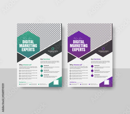 Professional & Premium Two color variation A4 Size Creative simple and unique Corporate Business Marketing flyer design template or Brochure design template