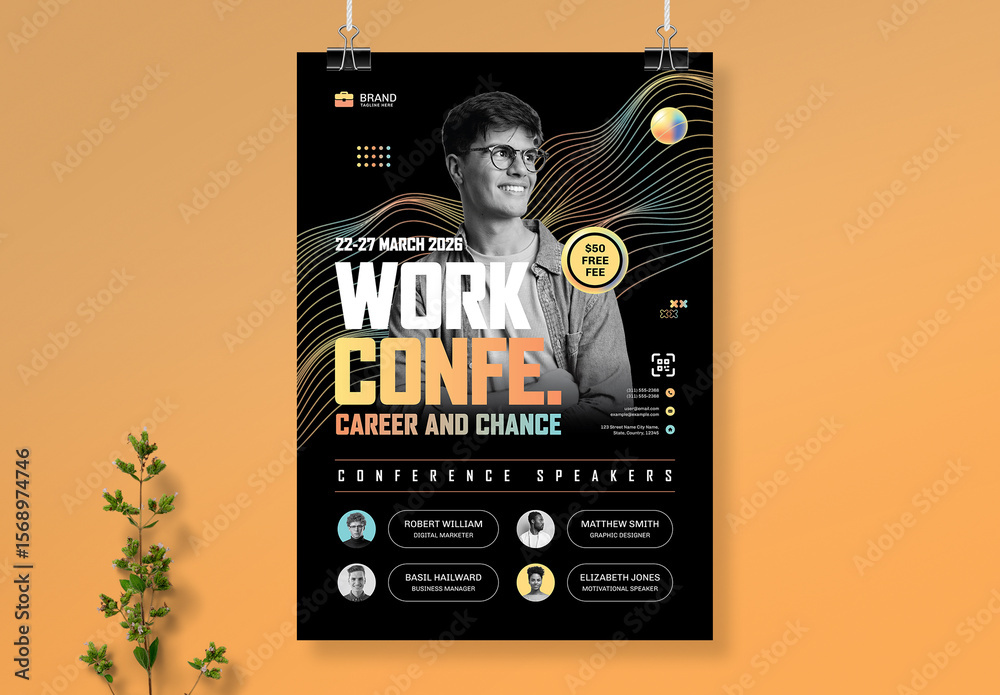 Business Career Conference Event Poster Bold Layout Template Stock ...