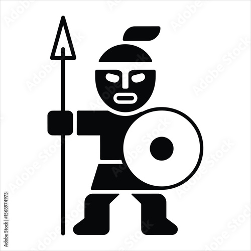 Ancient Warrior Icon  Spear, Shield, and Helmet Graphic Design Element