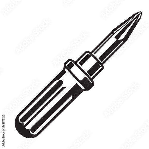 Vector illustration of a flathead screwdriver tool isolated on a white background for design