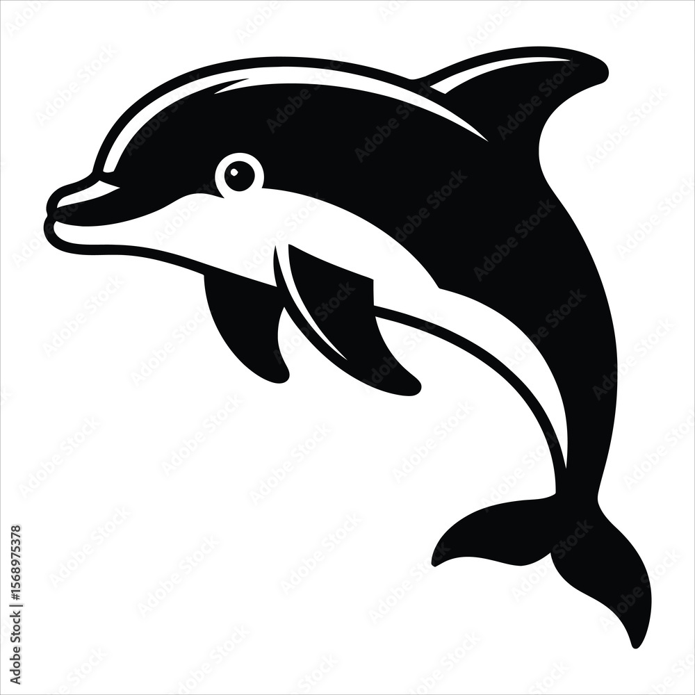 Fototapeta premium Elegant Black and White Dolphin Illustration Vector Graphic