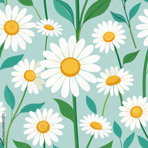 seamless background with camomiles