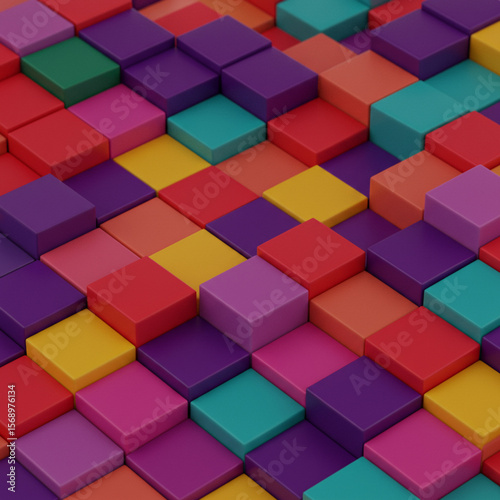 Abstract colorful geometric cube pattern design for a seamless background mosaic