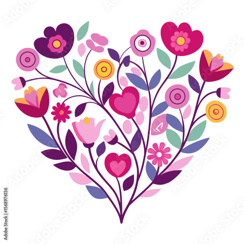 floral heart with flowers