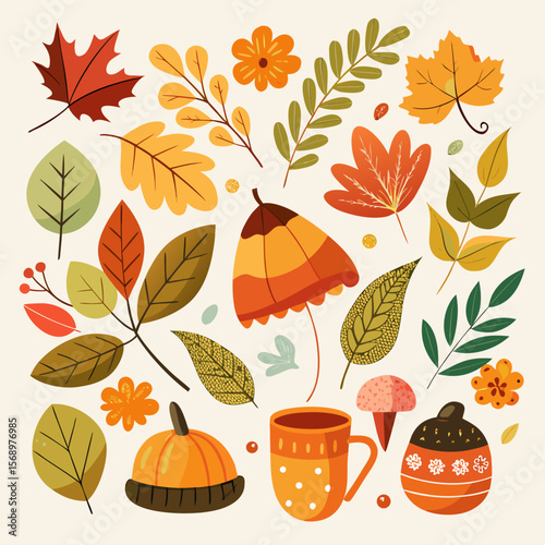 seamless pattern with autumn leaves