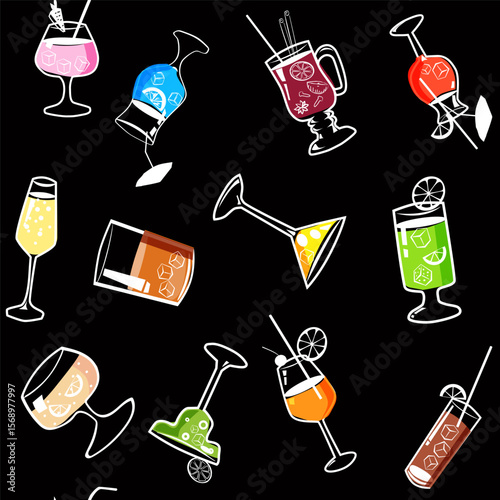 Seamless pattern Cocktail beverages background