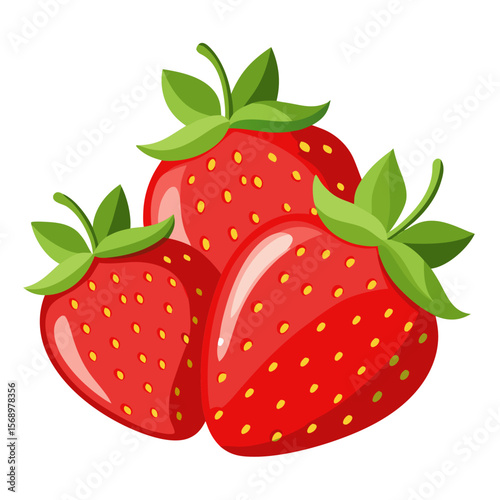 Sweet Strawberry Vector Illustration on Transparent Background


