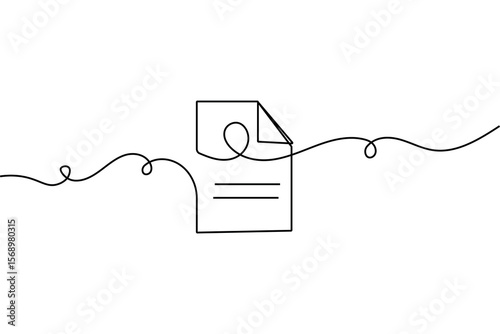 One line minimalist drawing of document with folded corner outline isolated vector illustration
