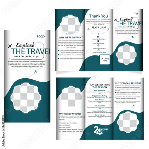 Vector Travel Brochure Template for Vacation and Tour Promotion
