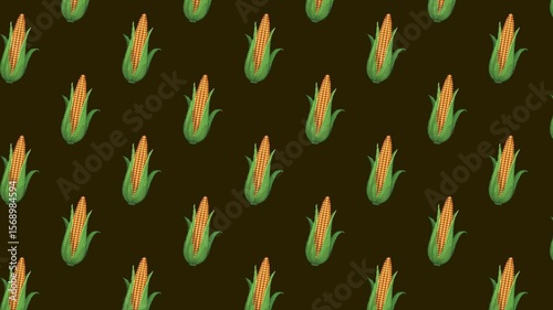 Looping pixel art animation of swaying corn cobs