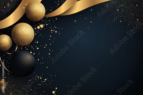 Vector banner design with elegant gold and black color scheme, sale celebration elements