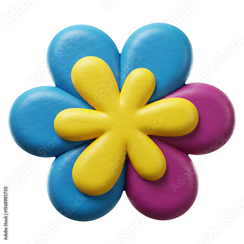 Wallpaper Mural Tactile Bloom Multicolored Symbolic Flower in Soft Leather Background PNG Torontodigital.ca