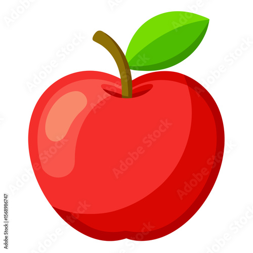 Fresh Organic Apple Vector Illustration on Transparent Background
