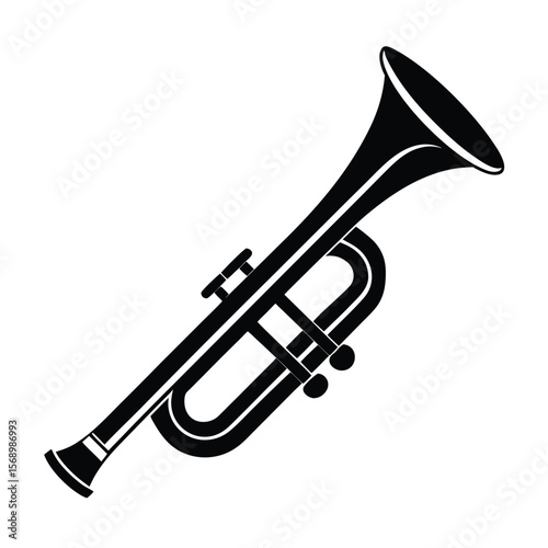 trumpet silhouette icon vector on white background
