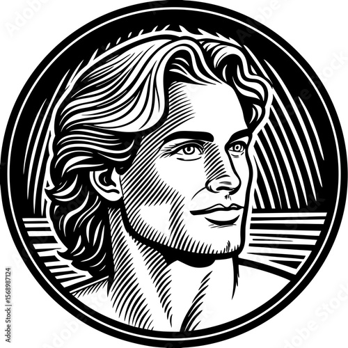 handsome blonde man (linocut style)