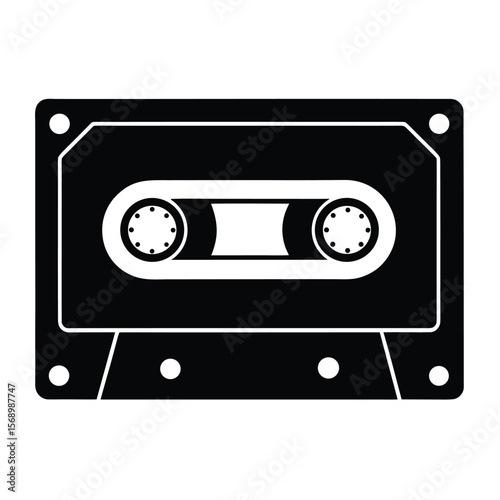 cassettetape silhouett icon vector on white