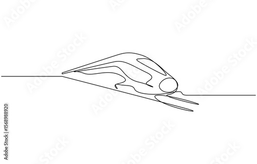 High-Speed Train One Line Illustration. Vector drawing capturing the essence of a modern train, High speed train single line art illustration. Editable vector.