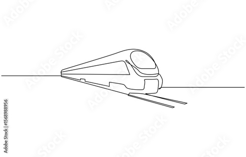 High-Speed Train One Line Illustration. Vector drawing capturing the essence of a modern train, High speed train single line art illustration. Editable vector.