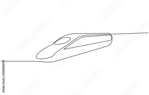 High-Speed Train One Line Illustration. Vector drawing capturing the essence of a modern train, High speed train single line art illustration. Editable vector.