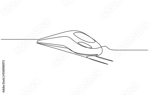 High-Speed Train One Line Illustration. Vector drawing capturing the essence of a modern train, High speed train single line art illustration. Editable vector.