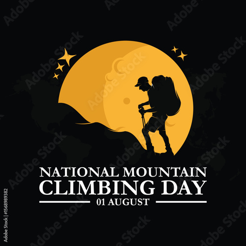 National Mountain Climbing Day. 1st August Mountain climbing day. National Mountain Climbing Day, held on 1 August. editable Social media post template, National Mountain Climbing Day.