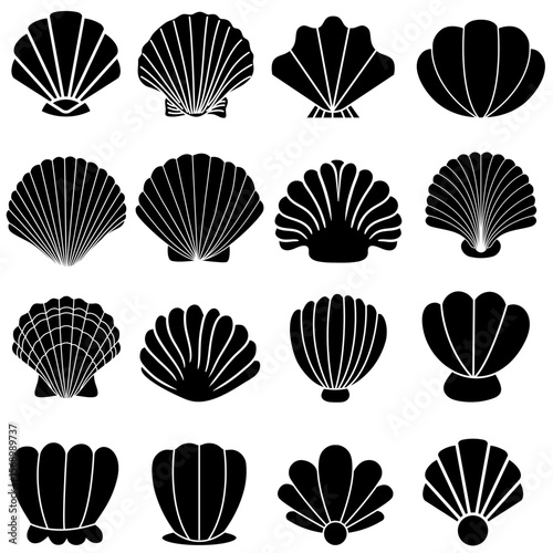 Seashell vector icon set. Shell illustration sign collection. conch symbol. Sea Life web icons.